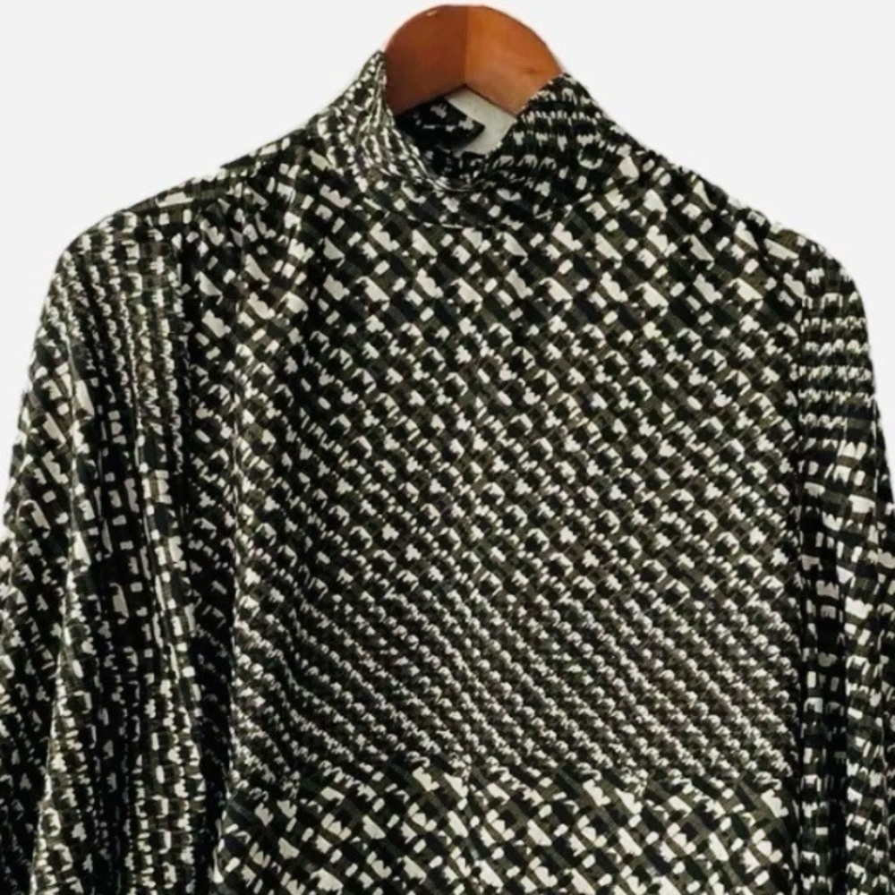 Who What Wear Top Womens Small Black Green Houndstooth Business Casual Office - Picture 2 of 13